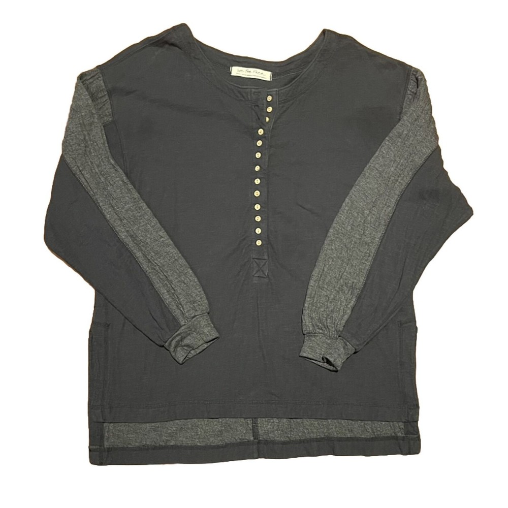 Free People Back At It Henley Top Black Size Small We The Free